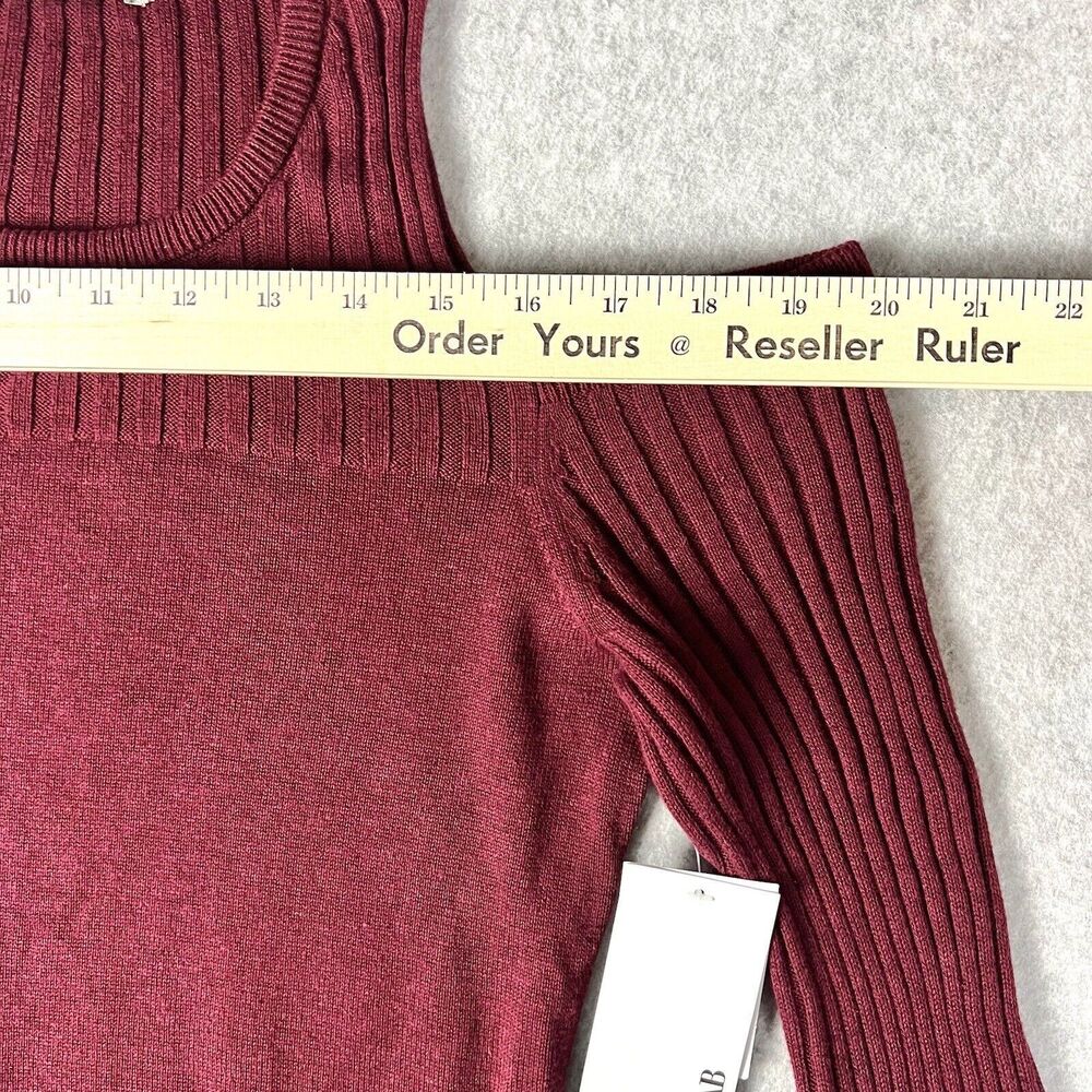 JustFab Sweater Dress Womens Small Burgundy Cold Shoulder Ribbed Bodycon Mini - Picture 5 of 13